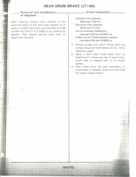 1990 Nissan Micra - This document page details the removal, installation, and inspection procedures for rear drum brakes.