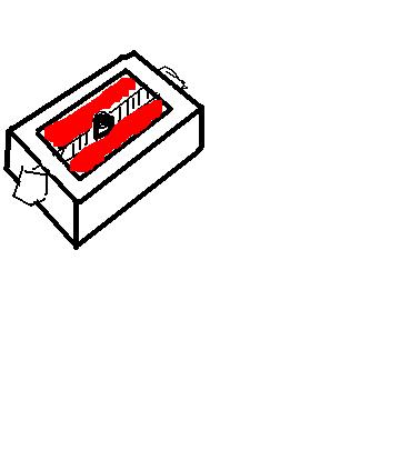 1985 Ford Bronco - Cartoon-style line drawing of an open rectangular box, not a classifiable technical document.