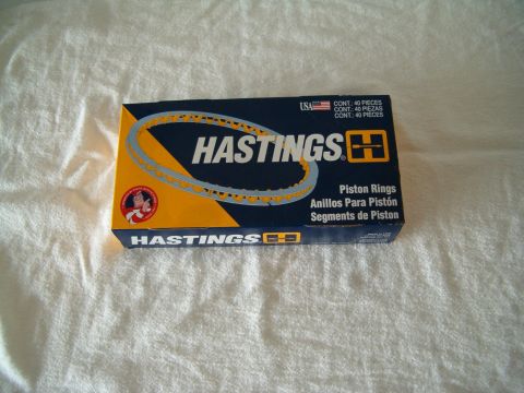 1991 Ford Bronco - A box of Hastings piston rings is shown, with product details and branding visible.