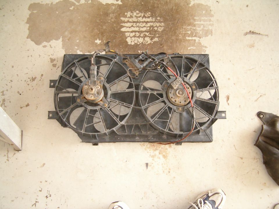 Radiator fan assembly with two fans and wiring