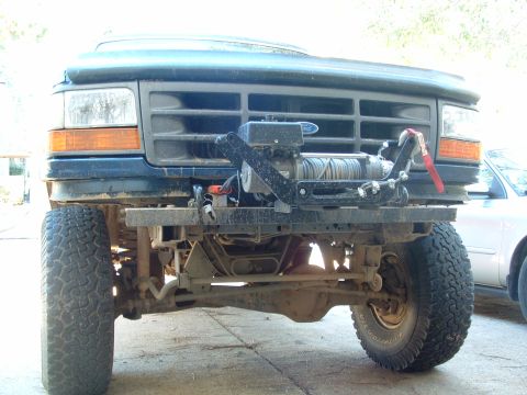 1993 Ford Bronco - This 1992 Ford truck features a heavy-duty aftermarket bumper with a winch installed.