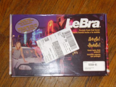 1997 Ford Taurus - Box for a LeBra custom front end cover, with a shipping label obscuring part of the design.