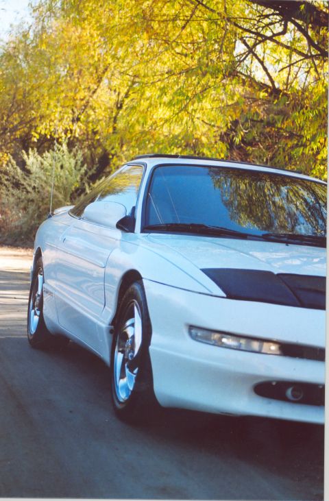 1996 Ford Probe - A white 1996 Ford Probe is shown in a 3q-front view, parked outdoors with autumn foliage in the background.