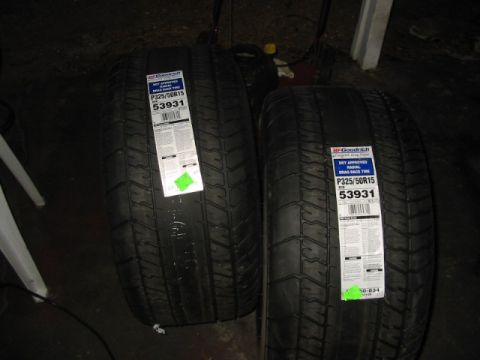 1985 Ford LTD Crown Victoria - Two new BFGoodrich DOT-approved drag radial race tires, size P325/50R15, part number 53931.