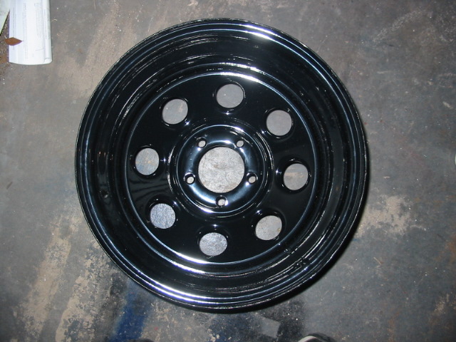 black steel wheel with 5x4.5 bolt pattern