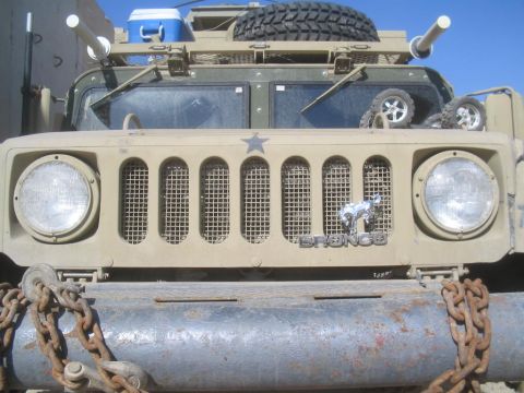 1979 Ford Bronco - Military vehicle grille with a chrome Bronco emblem and the word BRONCO.