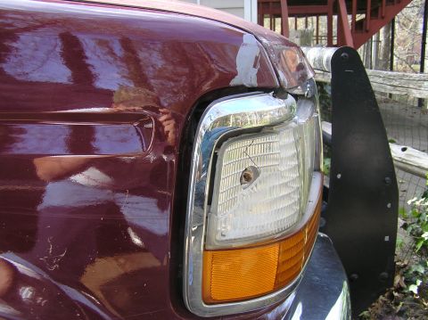 1992 Ford F-150 - Took out the headlight, corner light, chrome trim, header panel and bent the fender and hood.