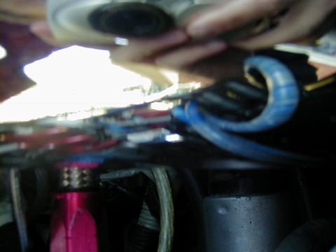 1994 Ford Probe - Engine bay components including blue hoses and a pink part are visible in this close-up shot.