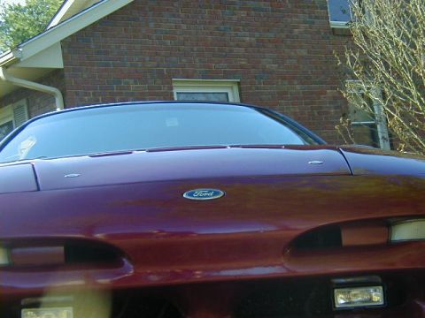 1994 Ford Probe - Front view of a maroon 1994 Ford Probe, showing the hood and headlights.