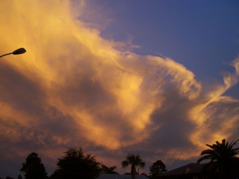 1994 Ford Probe - A lamppost stands silhouetted against a vibrant sky painted with clouds during sunset.