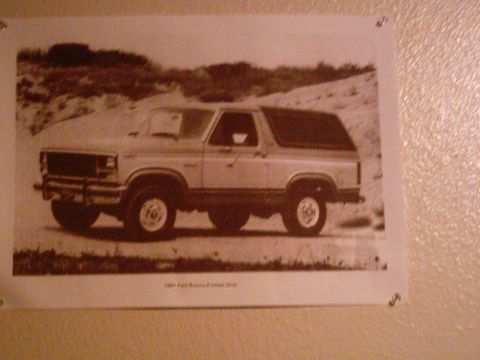 1986 Ford Bronco - This 1986 Ford Bronco is shown in a three-quarter front view, parked on a dirt road.