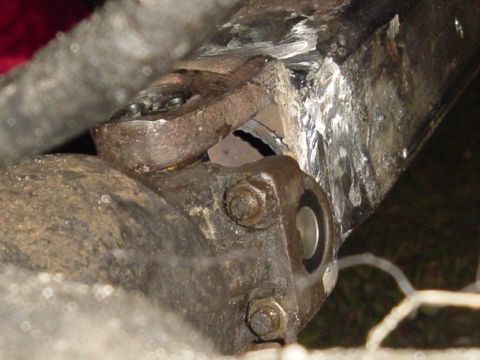 1989 Ford Bronco - Detail of a damaged driveshaft U-joint, likely from a project vehicle.