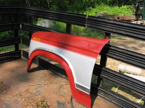 1985 Ford F-350 - This is a truck fender, possibly from a 1985 Ford F-350, shown outdoors.