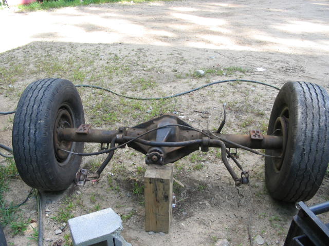 Rear axle assembly with tires