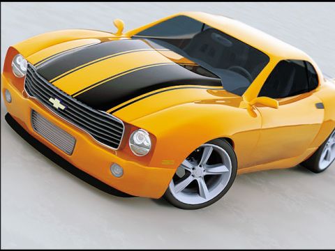 1968 Chevrolet Camaro - This concept car has a yellow body with black racing stripes.