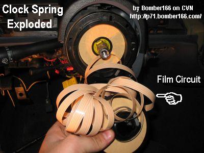 1994 Ford Crown Victoria - Clock Spring showing the film circuit which abrades & breaks over time, causing SRS warnings &/or inoperative cruise control.