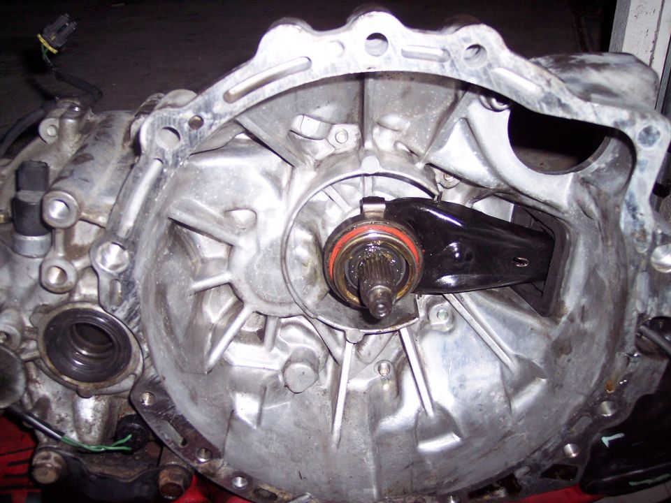 Transmission clutch fork and input shaft