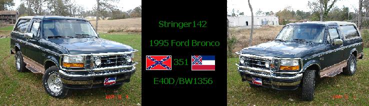 Dark green 1995 Ford Bronco with tan trim and chrome wheels, front 3/4 view