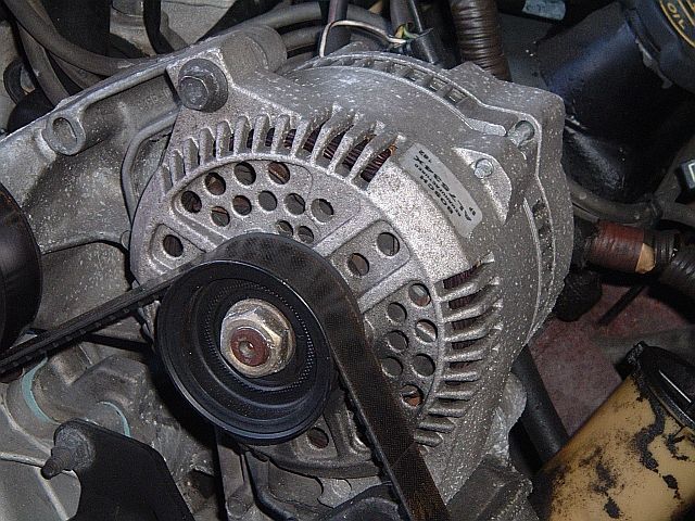 this is the beginning of my series of pics depicting a swap to a later model 1994+ v6 130 amp alternator in my 1992 thunderbird that was originally equipped with a wimpy 70 amp alt, we also upraded the Big 3 which is supposed to help with the dimming of the headlights with high wattage audio systems. props go out to my friend oscar who helped me wire the whole thing.