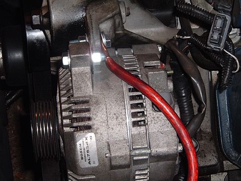 1994 Ford Thunderbird - here is the new engine ground that was added as part of the big three upgrade.
