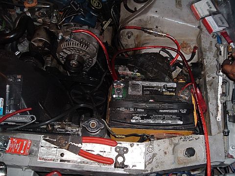1994 Ford Thunderbird - another view of the mess of wires that will be cleaned up later.