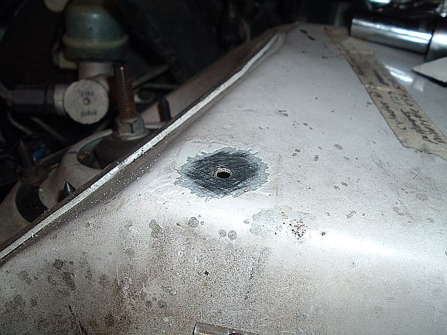here is the spot that we made sure that it was nice and clean for the new chassis ground.