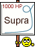 1997 Ford Crown Victoria - A sign indicates 'Supra 1000 HP' with a graph, held by a stick figure.