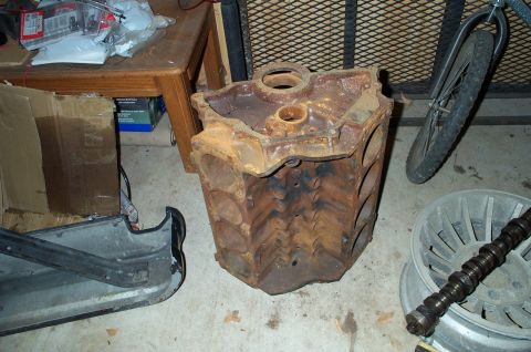1978 Dodge Power Ram - A heavily rusted V8 engine block is shown, likely for a project vehicle.