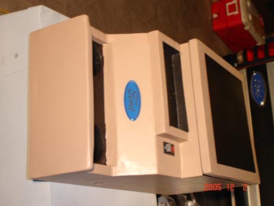 1995 Ford Bronco - A custom center console with Ford badging is shown, likely an aftermarket addition.