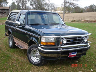 1995 Ford Bronco - 1995 Ford Bronco parked on a grassy area with trees in the background.