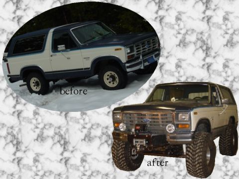 1986 Ford Bronco - This Ford Bronco shows a significant lift and tire upgrade, contrasting with its previous appearance.