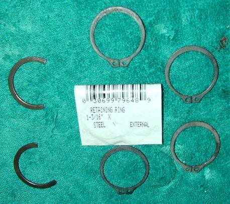 1990 Ford Bronco - Five steel retaining rings are shown, with one labeled as 1-3/16" external.