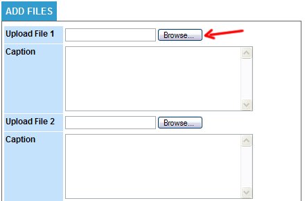 1996 Ford Probe - Interface for uploading files, with fields for file selection and captions.