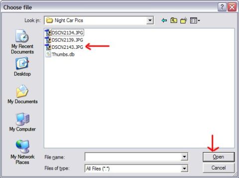 1996 Ford Probe - A screenshot of a Windows file explorer dialog box titled 'Choose file'.