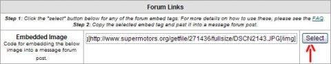 1996 Ford Probe - This image displays the process for embedding images into forum posts, including a URL and a select button.