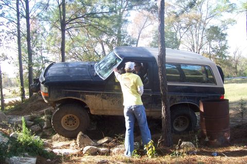 1987 Ford Bronco - A 1987 Ford Bronco navigates a rocky off-road course.