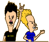 1996 Ford F-150 - Two animated characters are depicted with their arms raised in rock and roll poses.