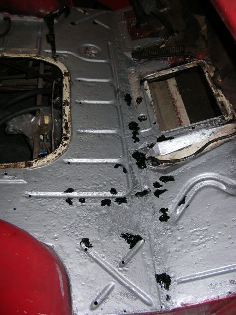 1963 Ford E100 - As you can see there were lots of pin holes but the Por-15 paint worked its magic. I will paint over with a semi-flat black and all is well.