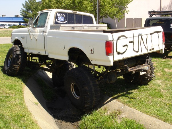 G-unit in the same ditch as the Jeep was... G-unit's on 44's here i think