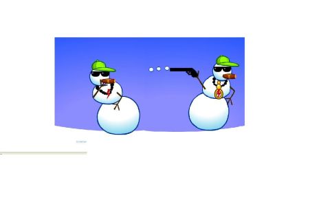 1997 Ford Probe - Two cartoon snowmen are depicted in a scene, one holding a gun and aiming at the other.