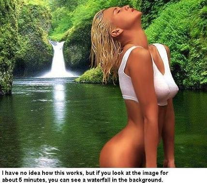 1989 Ford Bronco - Woman poses by a waterfall, with a website URL and text overlay at the bottom.