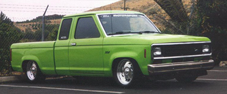 1984 Ford Bronco - Lime green 1983 Ford Ranger XLT pickup truck parked outdoors.