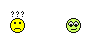 1996 Ford Probe - A yellow frowning smiley and a green looking-up smiley are displayed against a black background.