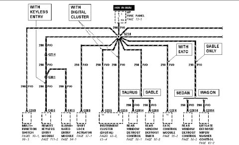 1993 Ford Taurus - This is a wiring diagram, likely for a vehicle, with various components and connections illustrated.