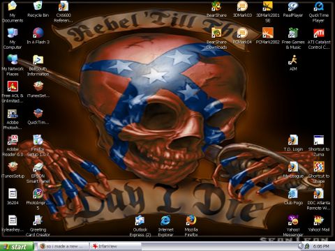 1979 Ford F-150 - Desktop wallpaper features a skull adorned with a Confederate flag pattern and a banner that reads 'Rebel Till I Die'.