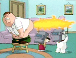 1996 Ford Probe - Animated scene depicts Peter Griffin expelling fire, with Stewie and Brian observing.