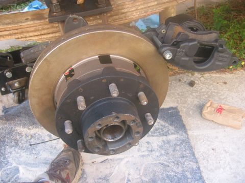 1989 Ford Bronco - A close-up view of a vehicle's brake rotor and caliper assembly, suggesting a heavy-duty application.