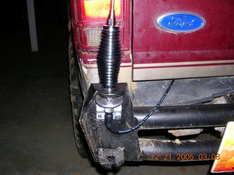 1989 Ford Bronco II - CB antenna installation on the rear bumper of a 1989 Ford Bronco II.