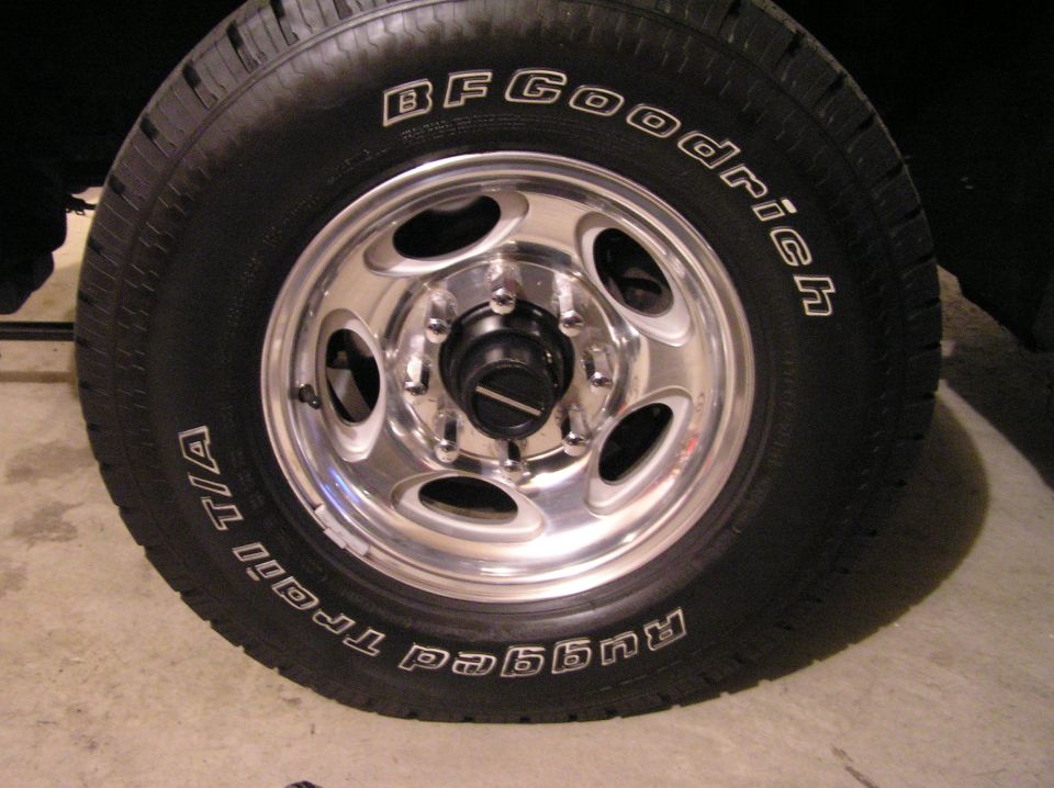 Polished 8-lug wheel with BFGoodrich Rugged Trail T/A tire