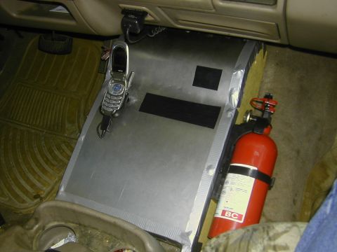 1993 Ford Bronco - Here is the basic mock up, test fitting a few things, like the cell cradle, a hole for my aircraft clock, my cb and the fire extinguisher,…